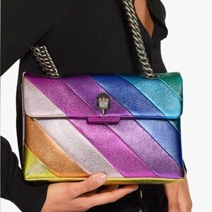 Kurt Geiger Metallic Leather Kensington Bag with Chain Strap